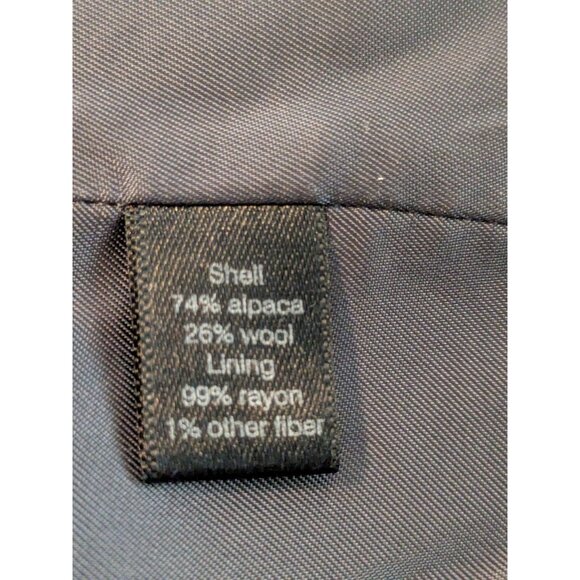 Peruvian Connection Charcoal Gray 74% Alpaca 26% Wool Collarless Pea Coat Sz 10 - Picture 10 of 13